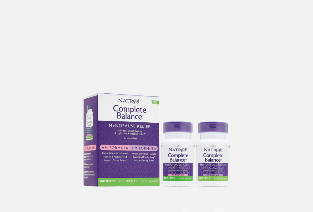 БАД для женского здоровья NATROL Complete Balance Menopause Relief Витамин B, Кальций, Фолиевая Кислота 60 шт