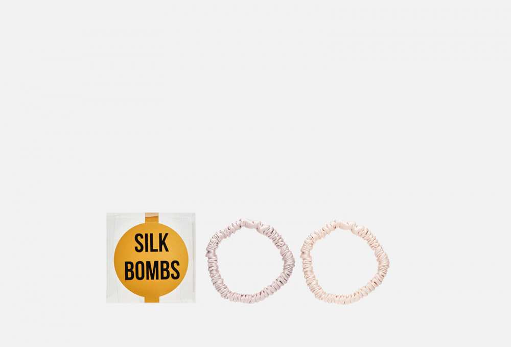 Комплект шелковых резинок для волос SILK BOMBS Персиковый, Пудра 2 шт
