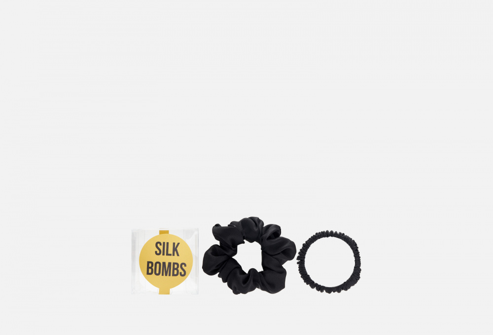 Комплект шелковых резинок для волос SILK BOMBS Черный 2 шт