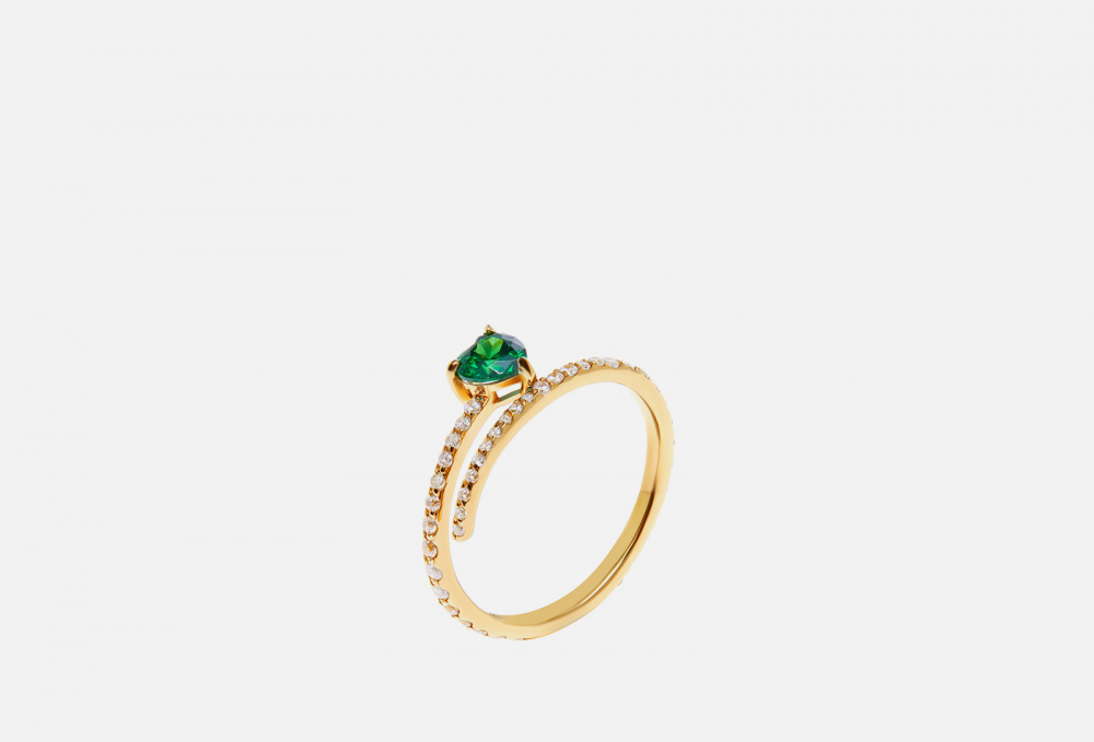 Кольцо VIVA LA VIKA Twisted Heart Ring - Green 17 размер