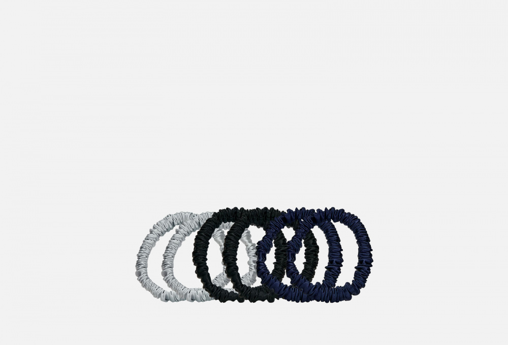 Набор шелковых резинок SILK LOVERS Mini: Черные, Синие, Серебро 6 шт