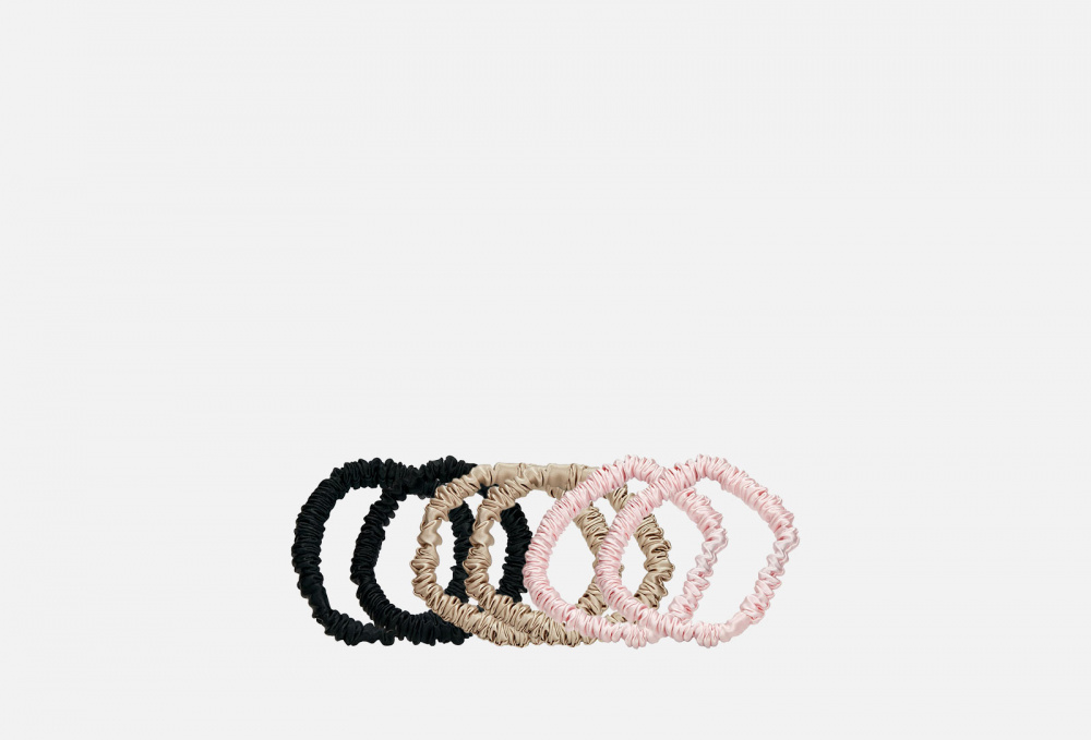 Набор шелковых резинок SILK LOVERS Mini: Черные, Латте, Розовые 6 шт