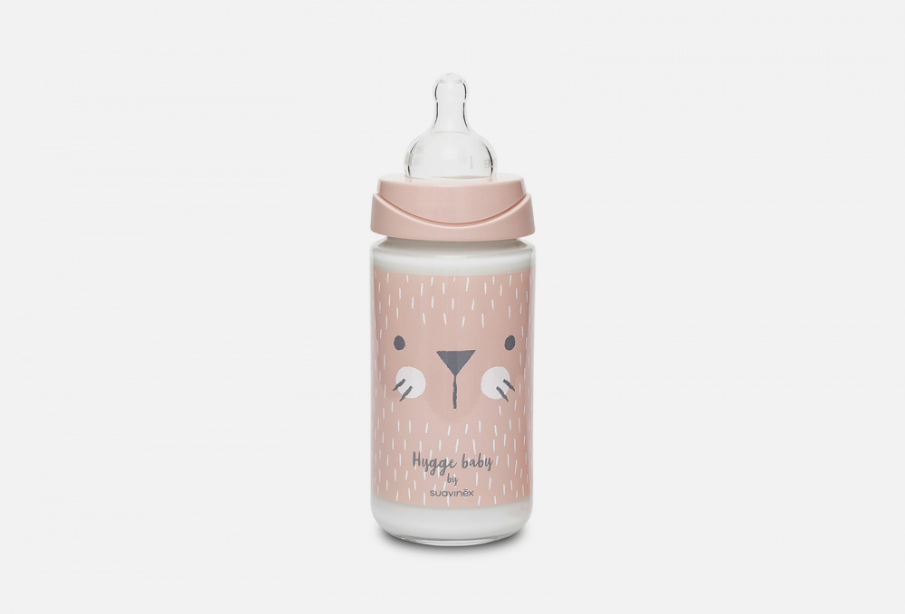 цена Бутылка стеклянная SUAVINEX Hugge Baby - Зайка С Крапинками 240 мл