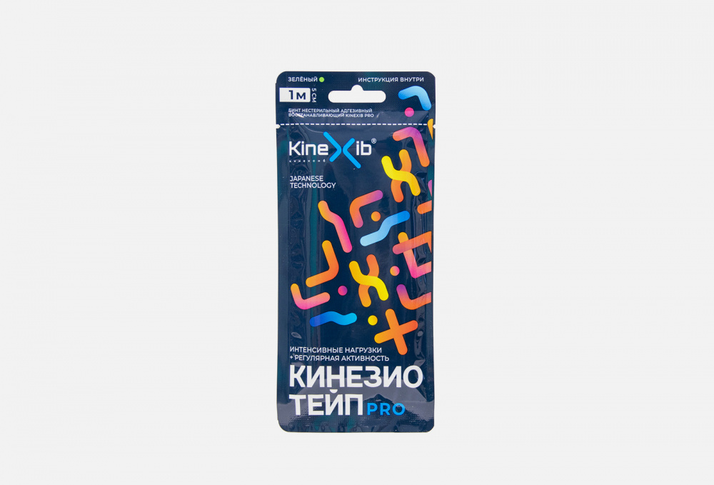 Тейп (бинт) нестерильный адгезивный восстанавливающий KINEXIB Kinesio Tape Pro 1m*5cm Green 1 шт
