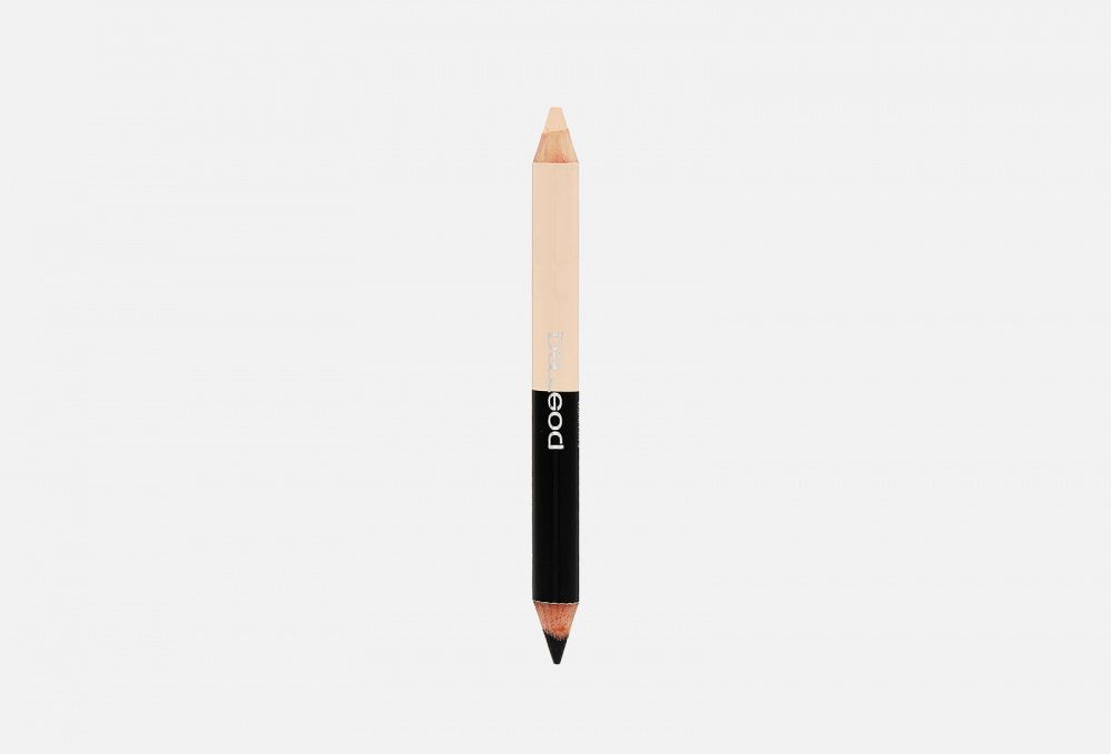 Двойной карандаш для глаз с точилкой POETEQ, цвет черный - фото 1