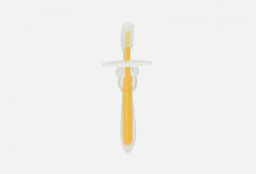 Прорезыватель силиконовая зубная щеточка KUNDER Для Десен Со Съемным Ограничителем (желтая) 1