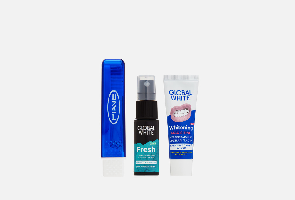 Дорожный набор (зубная щетка, зубная паста, спрей для полости рта) GLOBAL WHITE Travel Kit 1 шт