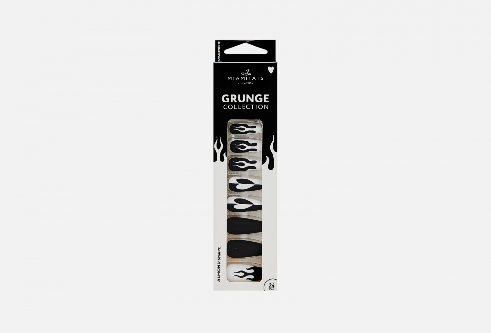 Набор накладных ногтей с клеевыми стикерами MIAMITATS Grunge Black&white 1 шт