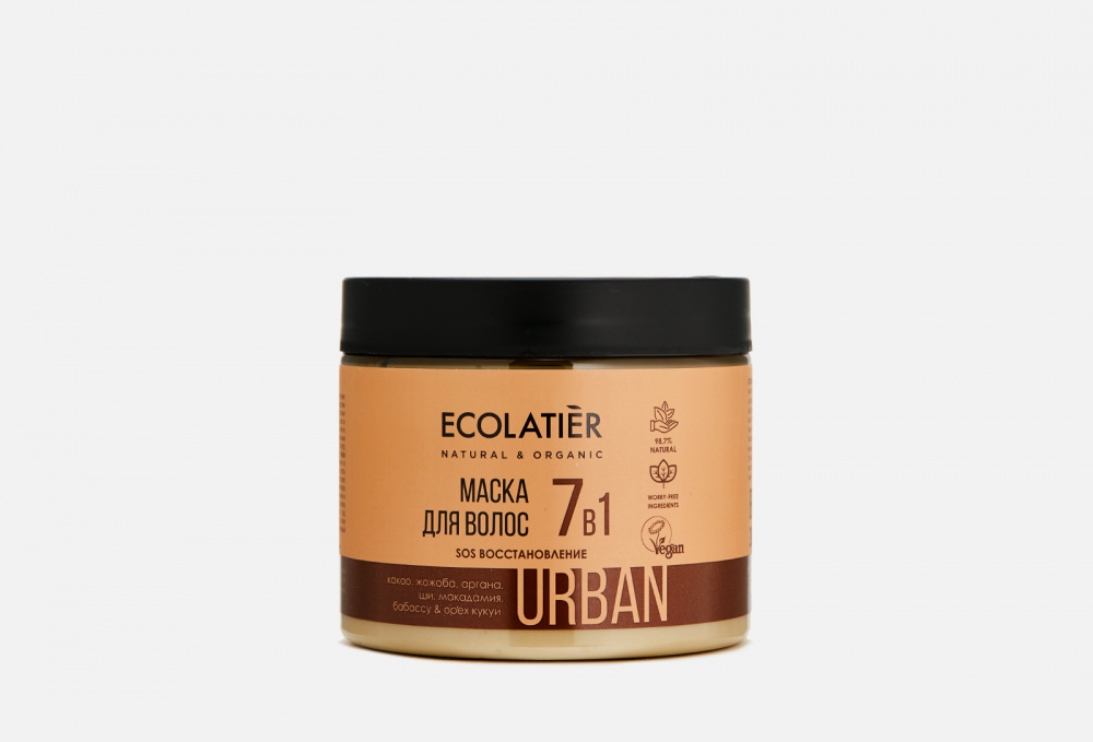 Маска для волос SOS восстановление 7в1 ECOLATIER Cocoa & Jojoba 380 мл