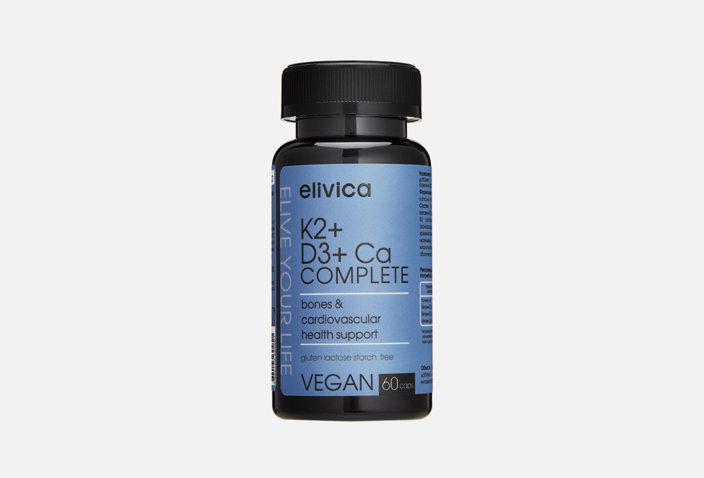 Комплекс витаминов и минералов ELIVICA Витамины К2, D3, Кальций 60 шт