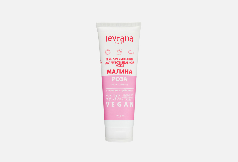 Гель для умывания для чувствительной кожи LEVRANA Daily Raspberry & Rose Sensitive Skin Wash With Proteins And Prebiotics 250 мл