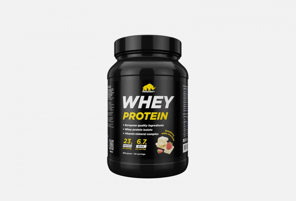 Сывороточный протеин клубника-белый шоколад PRIMEBAR Whey 900 гр