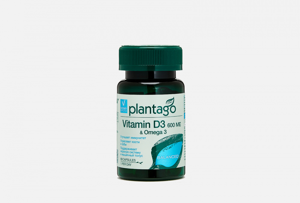 БАД PLANTAGO Vitamin D3 600 Me & Omega 3 60 шт