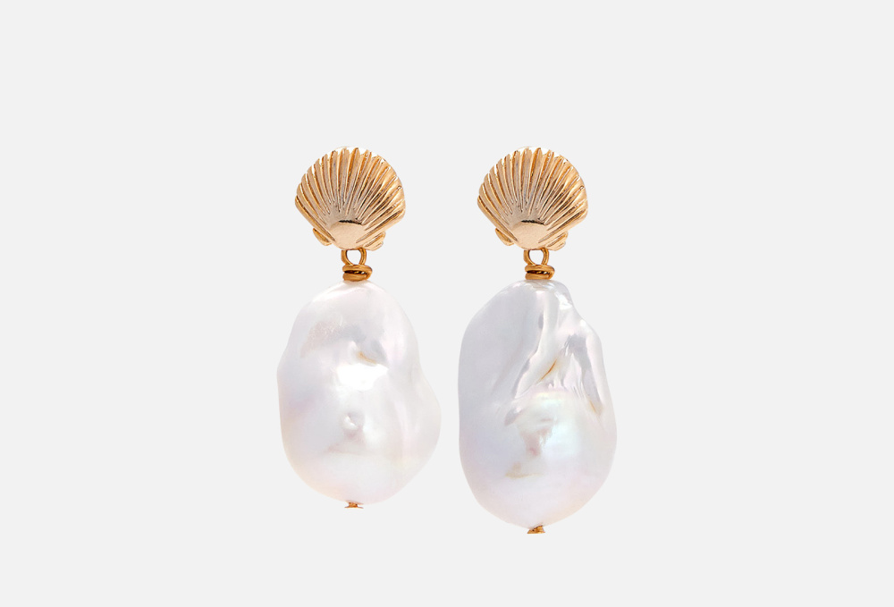 Серьги ракушки UNEVIE DAMOUR Seashells Baroque Pearl 2 шт