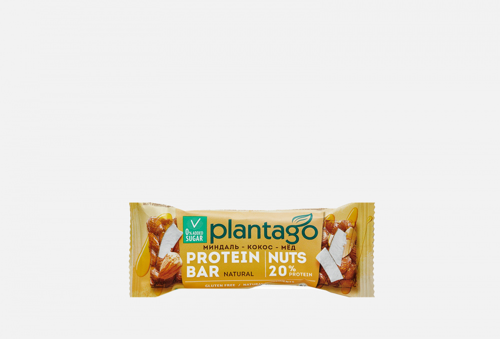 Протеиновый батончик PLANTAGO Миндаль-кокос-мёд 40 гр