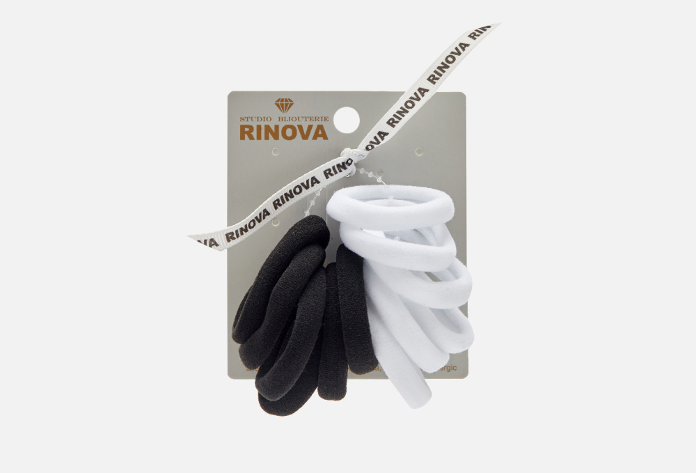 Набор эластичных резинок для волос RINOVA Черно-белые 12 шт