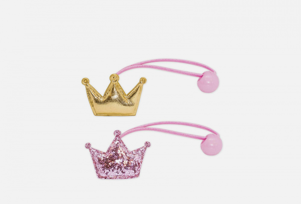 Набор резинок для волос B&H Розовая Корона С Блестками 2 шт