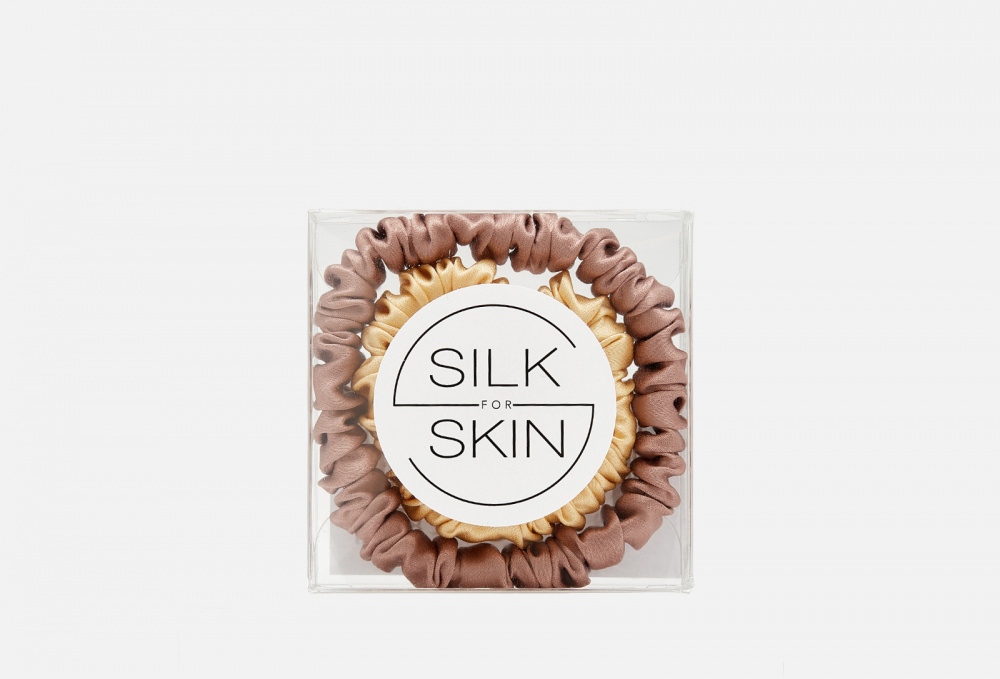 Шелковые резинки для волос SILK FOR SKIN Золотистый, Шоколадный 2 шт