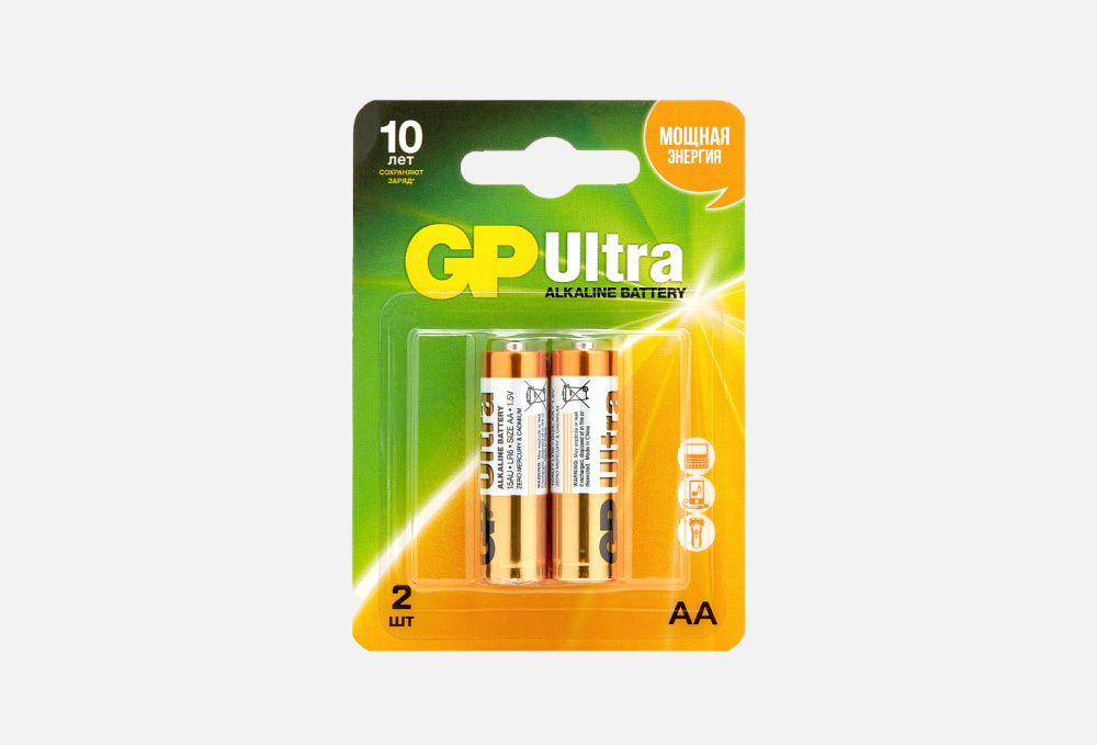 Алкалиновые батарейки GP BATTERIES Ultra Alkaline 15а Aa 2 шт