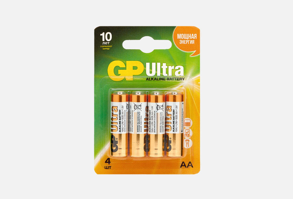 Алкалиновые батарейки GP BATTERIES Ultra Alkaline 15а Aa 4 шт