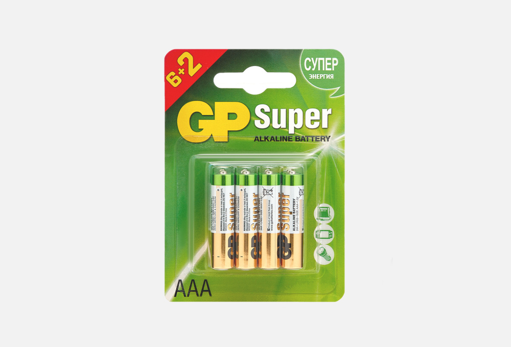 Батарейки GP super Alkaline ААА 4 шт. GP Batteries. Батарейка / the Battery, 2012.