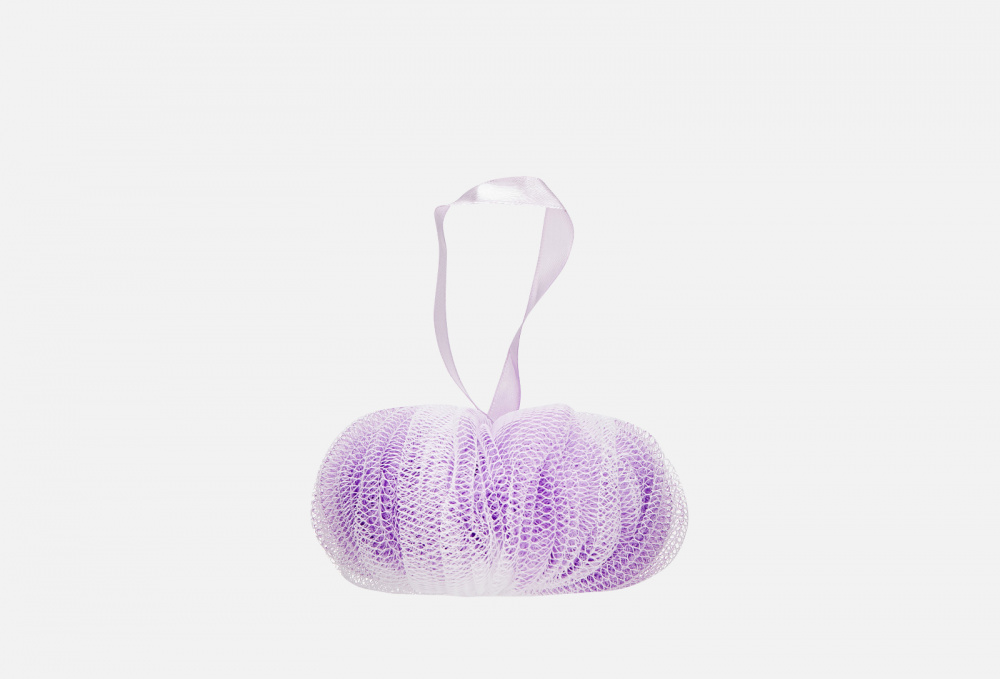 Мочалка со шнуром- ЛЮКС BASICARE Luxe Bath Sponge -light Purple-cream 1 шт
