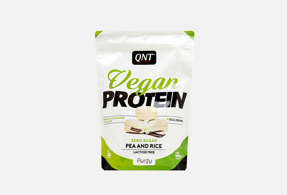 Протеин со вкусом Ваниль и макарун QNT Vegan Protein Powder 500 гр