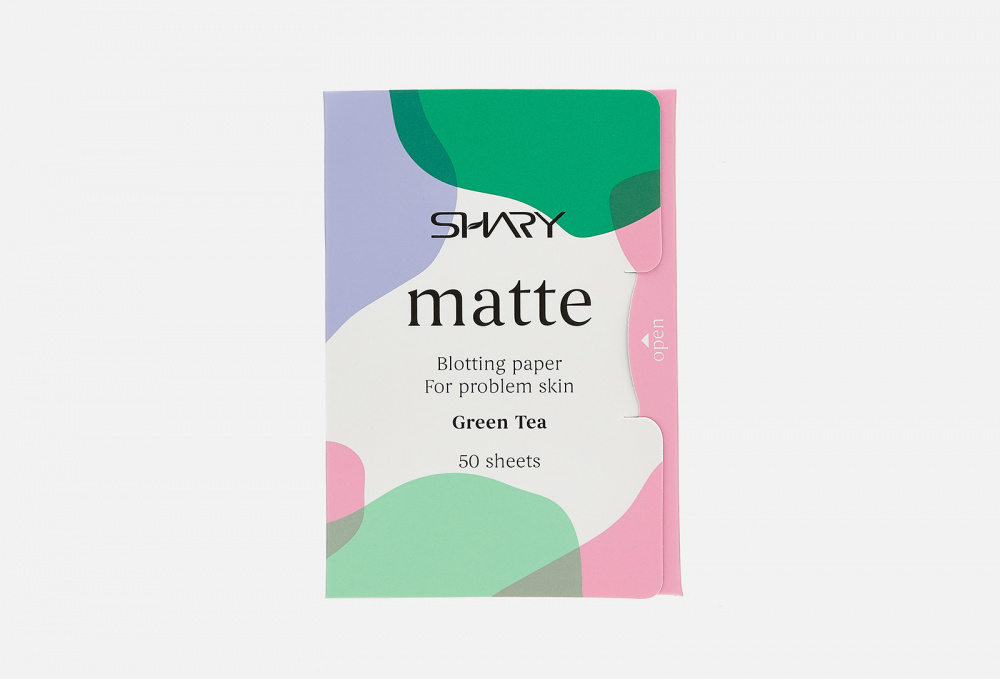 Матирующие салфетки для лица для проблемной кожи SHARY Matte Blotting Paper For Problem Skin Green Tea 50 шт
