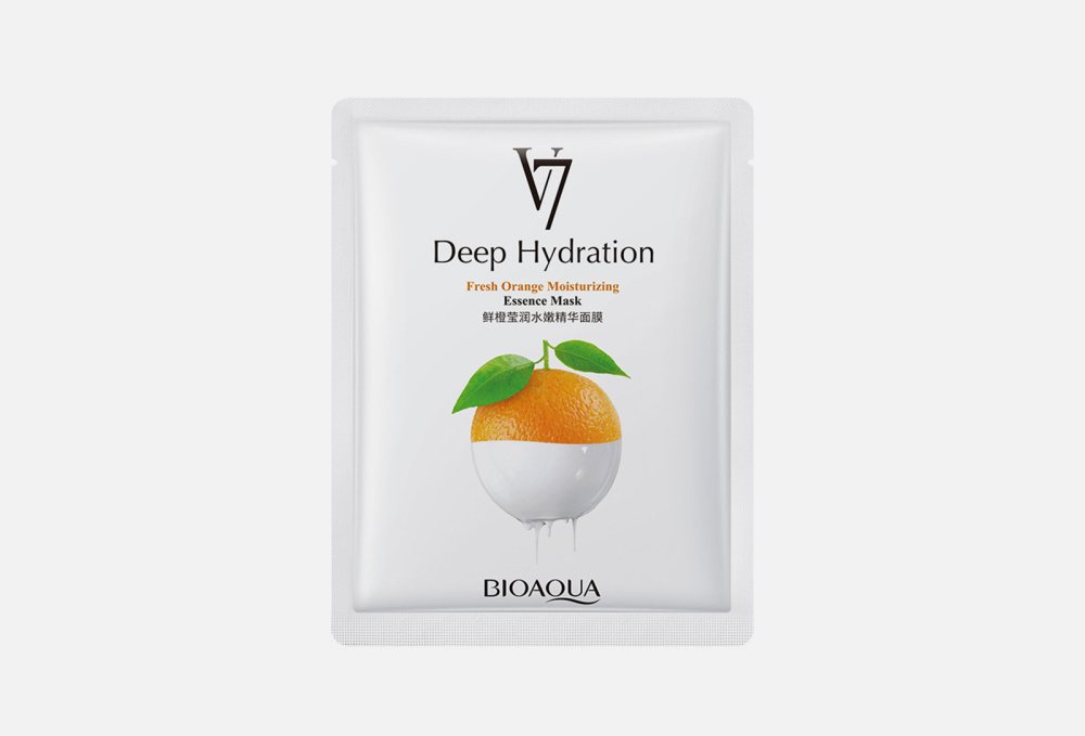 Омолаживающая тканевая маска для лица BIOAQUA Vitamin V7 Complex And Orange Extract 30 гр