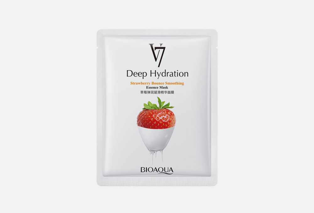 Омолаживающая тканевая маска для лица BIOAQUA Vitamin V7 Complex And Strawberry Extract 30 гр