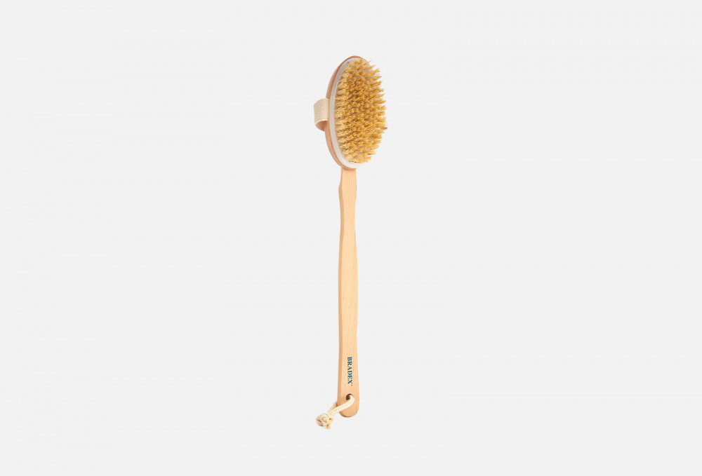 Щётка для сухого массажа из чайного дерева с щетиной кактуса со съемной ручкой 43 см BRADEX COSMETICS - фото 1