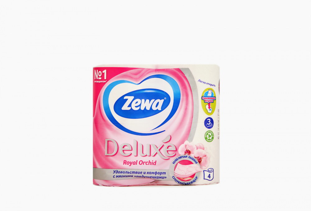 Zewa Deluxe Orchid. Туалетная бумага Zewa Deluxe Ромашка, 3 слоя, 4 рулона. Бумага туалетная Zewa Делюкс 3-х слойная 4 рул Орхидея.