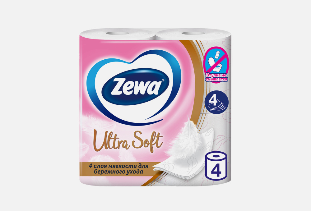 Туалетная бумага ZEWA Ultra Soft, 4 Слоя 4 шт