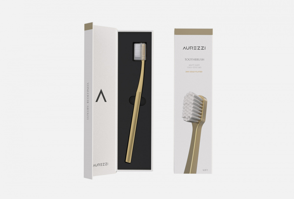 Зубная щетка AUREZZI 24k Gold White Adult Toothbrush Soft 1 шт