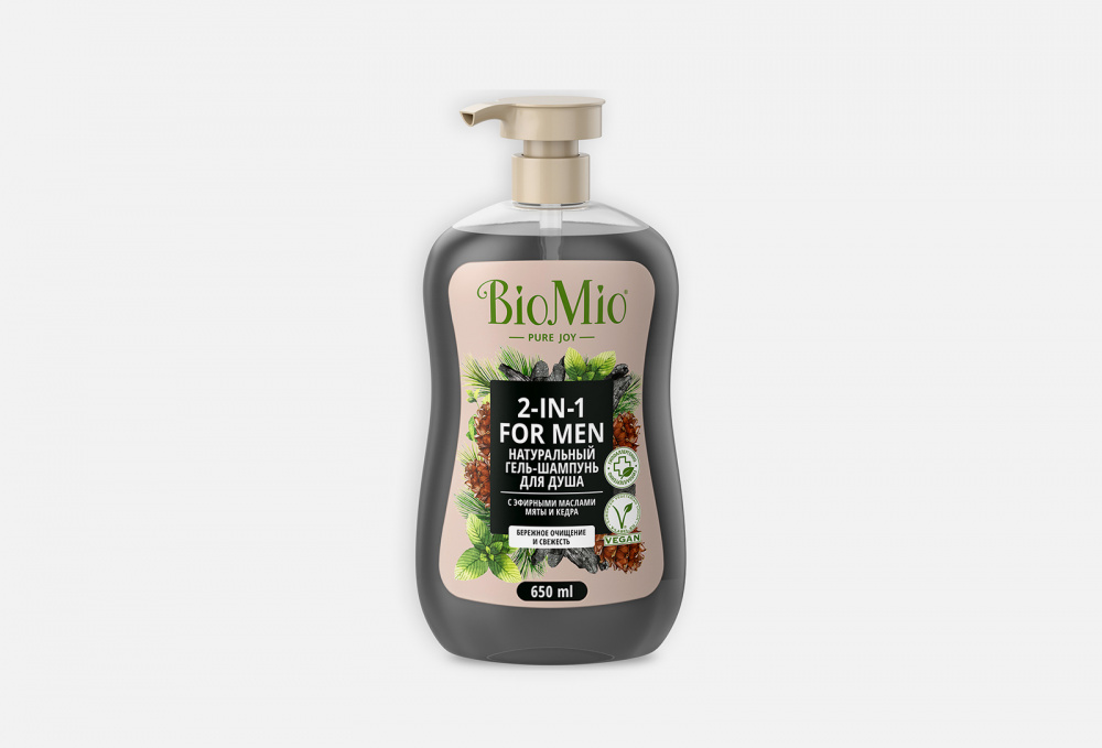 Натуральный гель-шампунь для душа BIOMIO With Mint&cedar Essential Oils For Men 650 мл