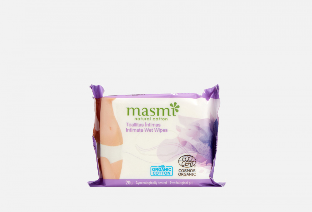 Органические влажные салфетки для интимной гигиены MASMI Natural Cotton 20 шт