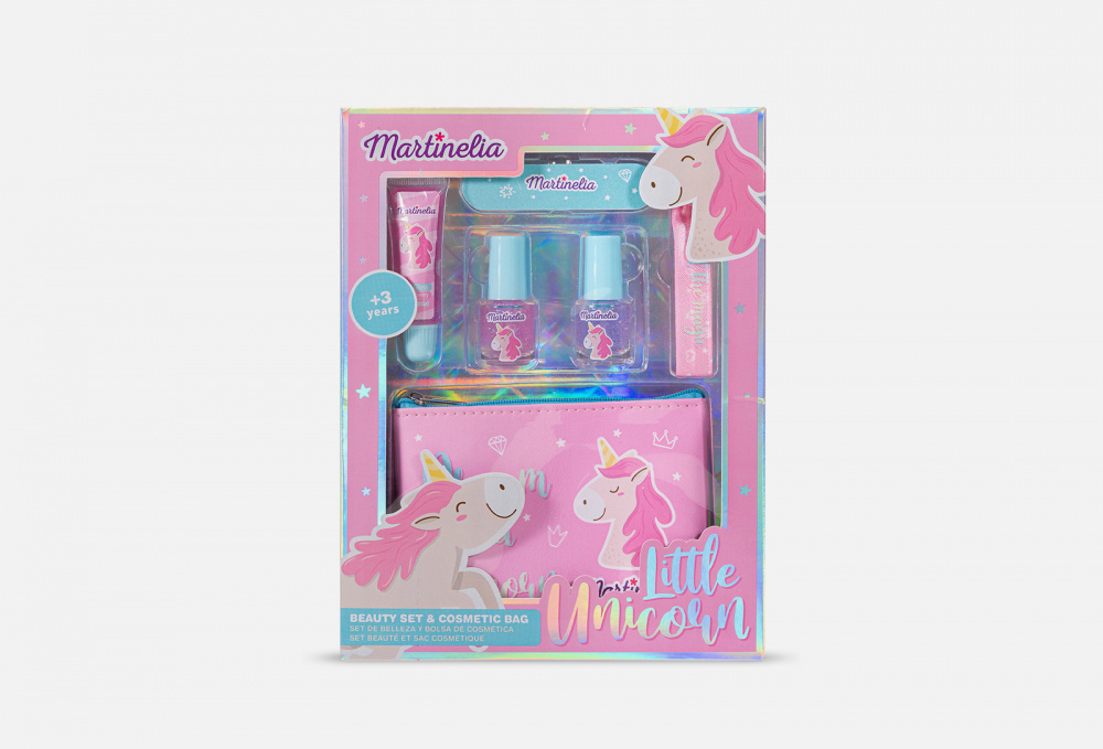 Набор детской декоративной косметики с косметичкой MARTINELIA Little Unicorn Beauty Set & Cosmetic Bag 6.2