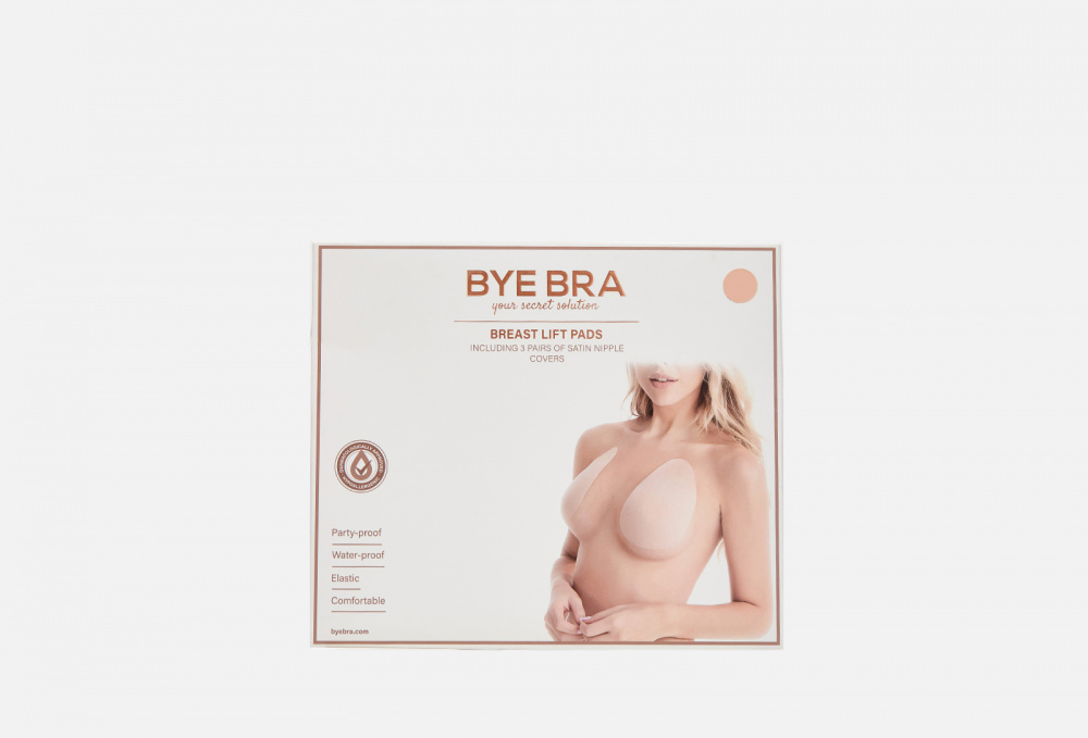 Накладки для подтяжки груди и сатиновые накладки на соски BYE BRA, цвет бежевый - фото 1