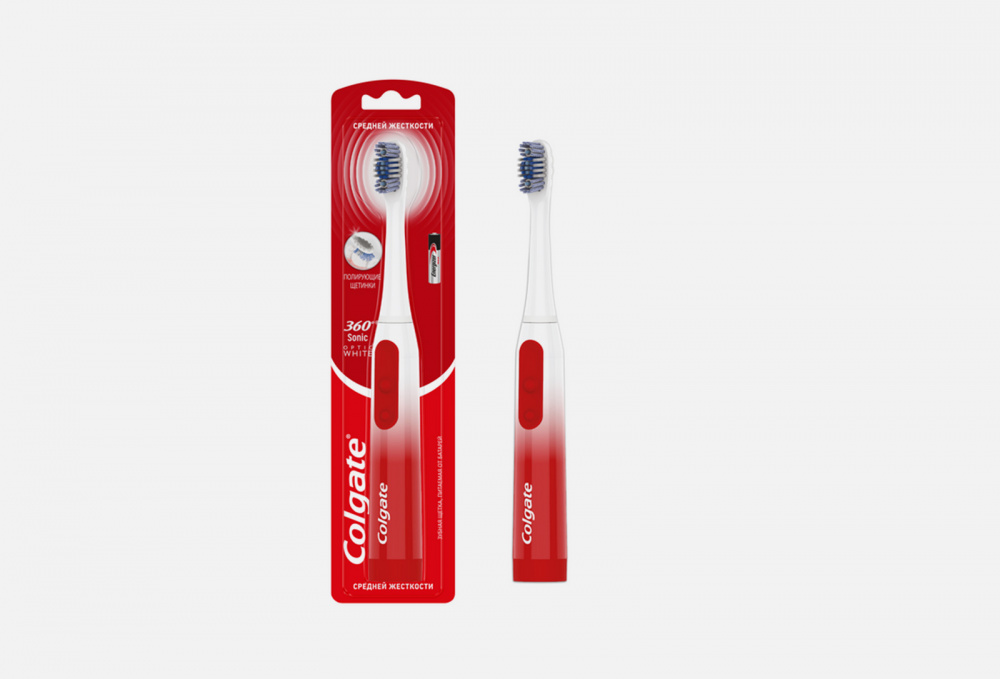 Электрическая зубная щетка средней жесткости COLGATE Ptb 360 Battery Colgate 360˚ Sonic Optic White