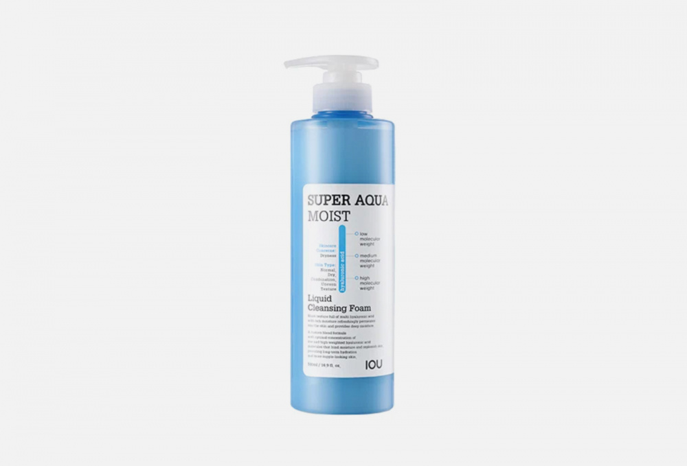 Эмульсия-пенка для умывания лица WELCOS Iou Super Aqua Moist Liquid Cleansing Foam 500 мл