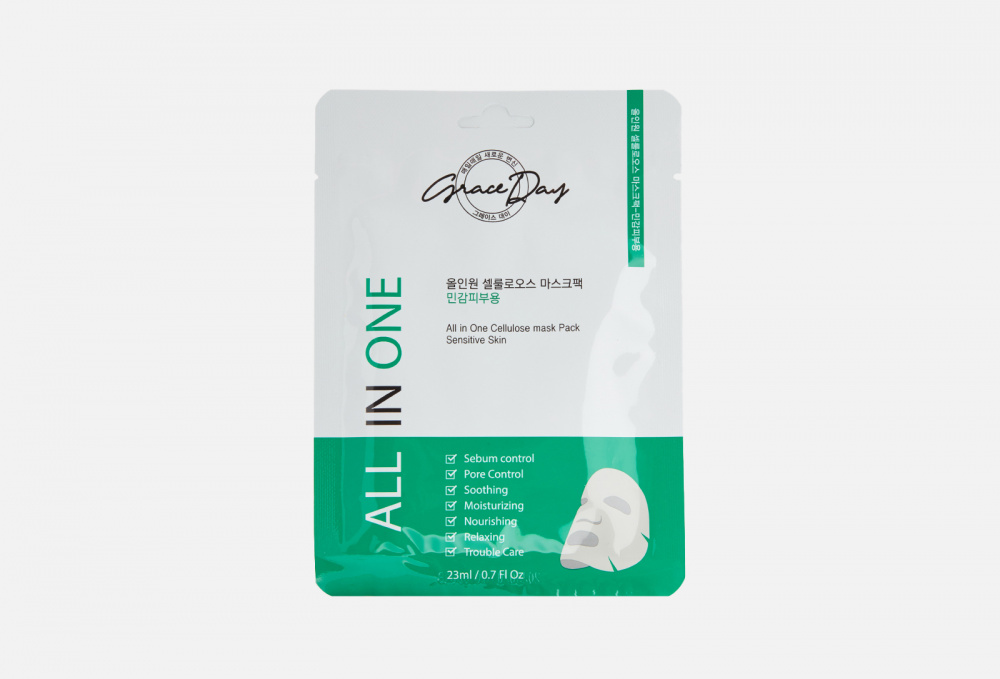 Тканевая маска для лица GRACE DAY All In One Cellulose Mask Pack 1 шт