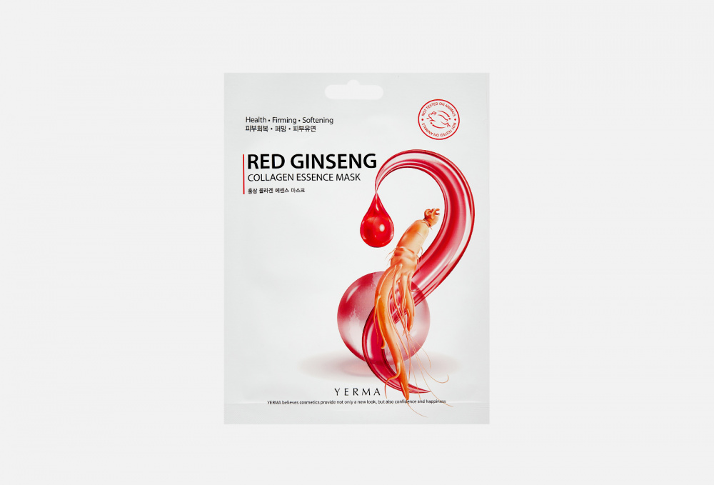 Тканевая маска для лица с коллагеном и красным женьшенем YERMA Red Ginseng Collagen Essence Mask 23 гр