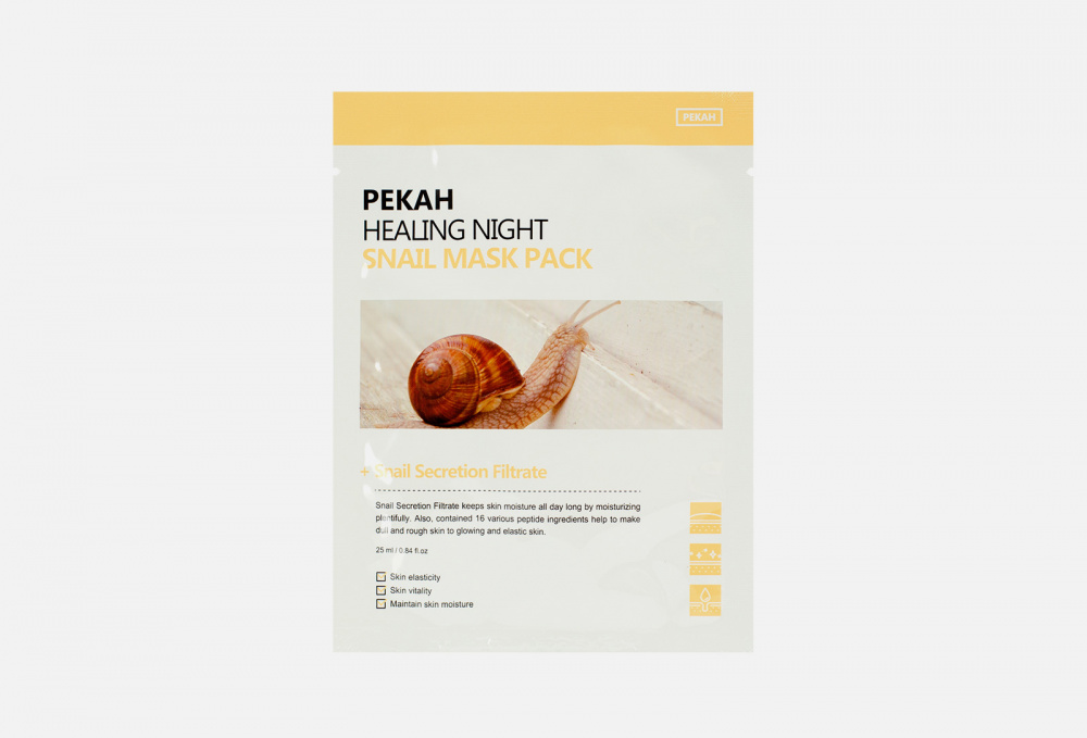 Вечерняя тканевая маска для лица PEKAH Healing Night Snail Mask Pack 1 шт