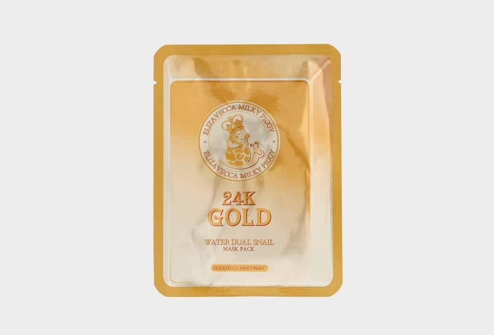 Маска для лица тканевая с колоидным золотом и муцином улитки ELIZAVECCA 24k Gold 25