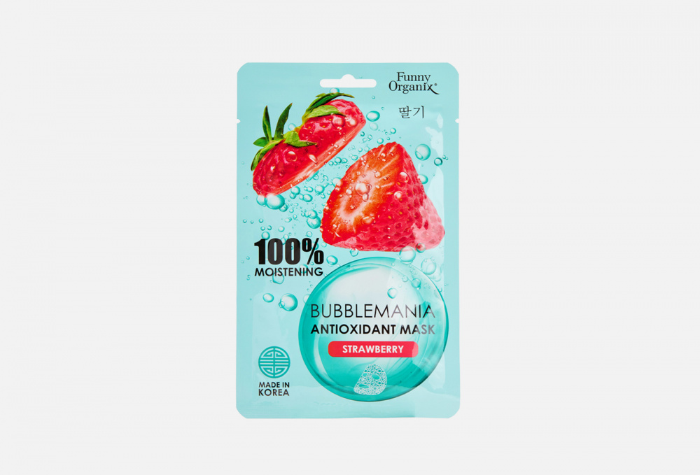 Кислородная тканевая маска-антиоксидант FUNNY ORGANIX Bubblemania Juicy Strawberry 1 шт