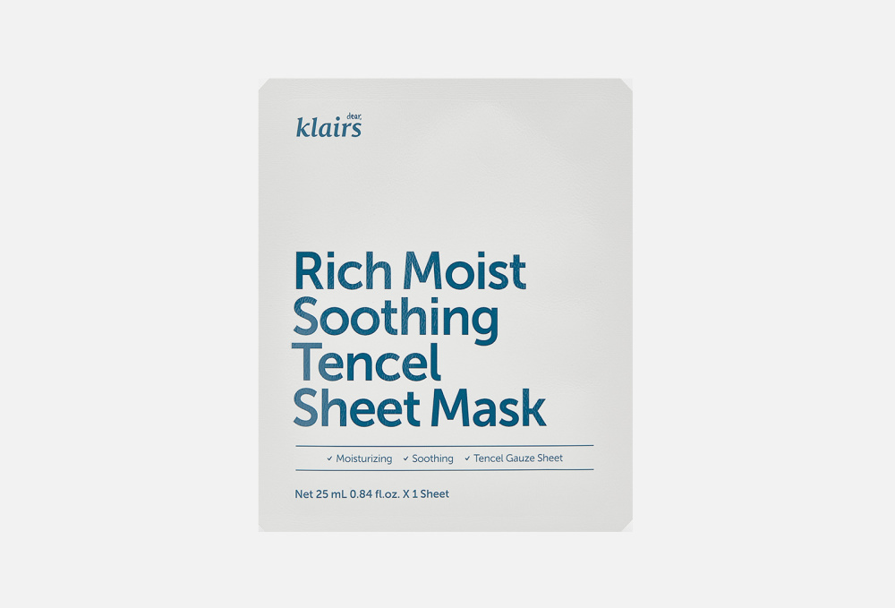 Тканевая маска для лица DEAR, KLAIRS Rich Moist Soothing Tencel Sheet Mask 25 мл