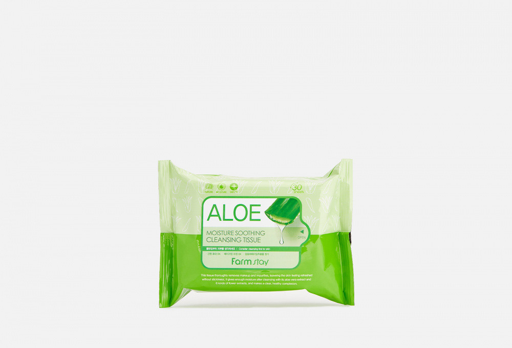 Очищающие увлажняющие салфетки с экстрактом алоэ 30 штук FARM STAY Aloe 120 мл очищающие увлажняющие салфетки с экстрактом алоэ 30 штук farm stay aloe 120 мл