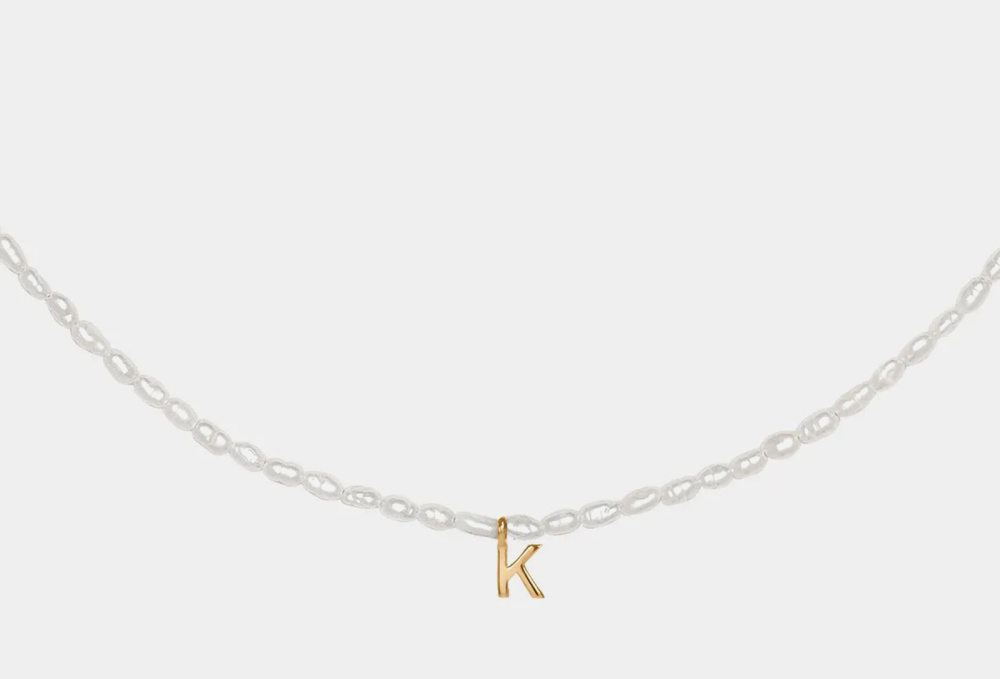 Жемчужное ожерелье RINGSTONE Pearl Necklace With A Gilded Letter K 1 шт