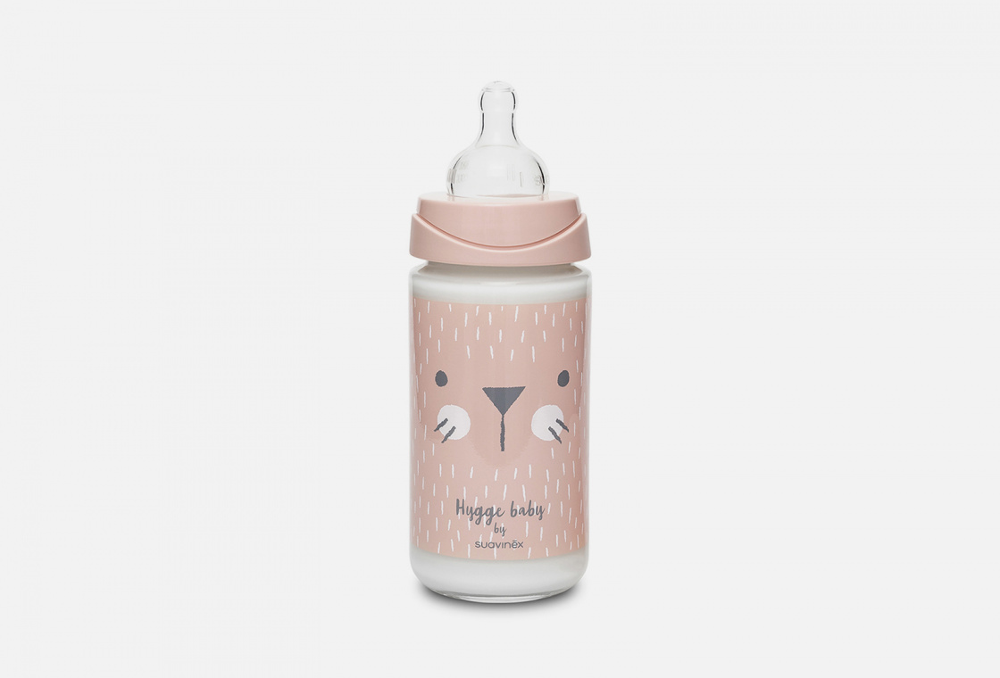 Бутылка стеклянная Suavinex Hugge Baby - зайка с крапинками