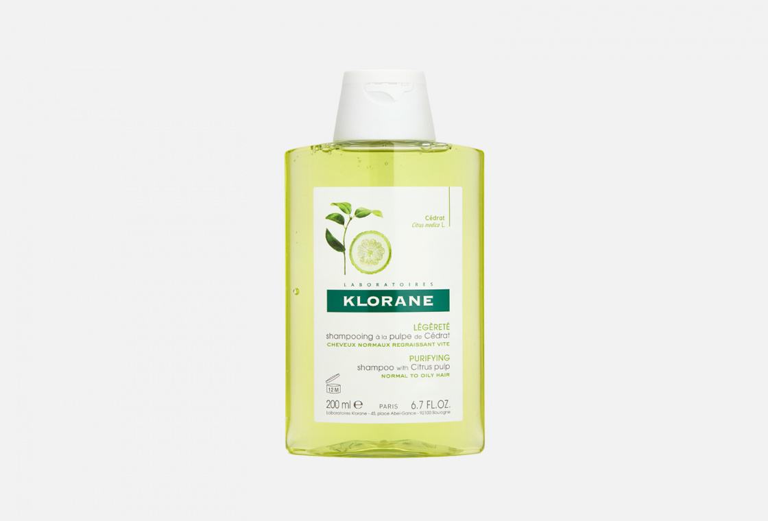 Тонизирующий шампунь для нормальных и жирных волос Klorane with citrus palp